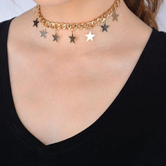 Women's Metal Chain Choker Star Pendant Necklace