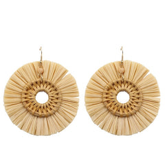 Wicker Woven Round SunBurst Earrings