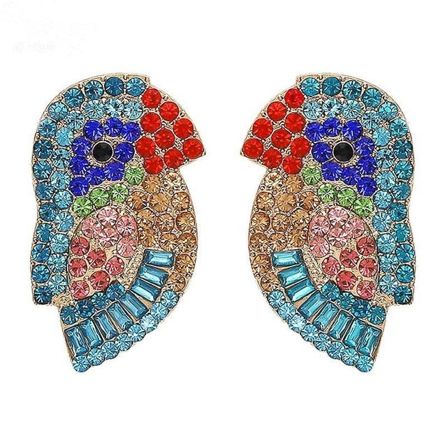 Summer Crystal Acrylic Parrot Post Earrings