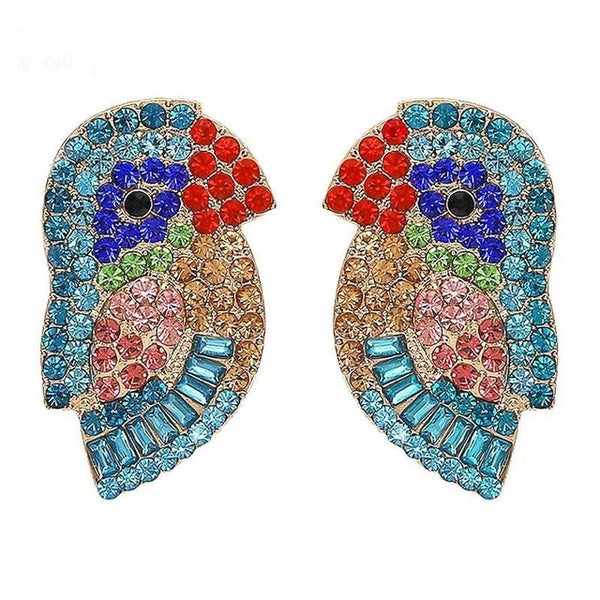 Summer Crystal Acrylic Parrot Post Earrings