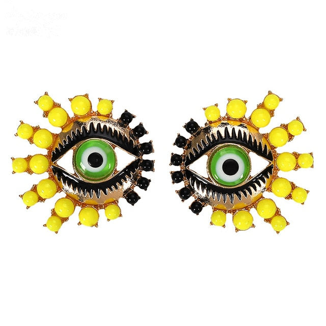 Summer Crystal Acrylic Eye Post Earrings