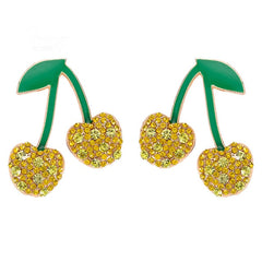 Summer Crystal And Acrylic Gem Yellow Cherry Post Earrings