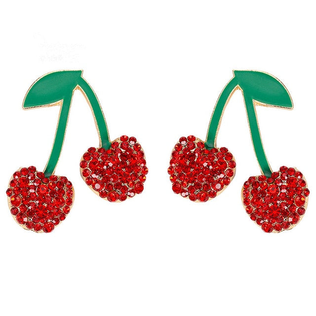 Summer Crystal And Acrylic Gem Cherry Post Earrings