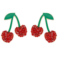 Summer Crystal And Acrylic Gem Cherry Post Earrings