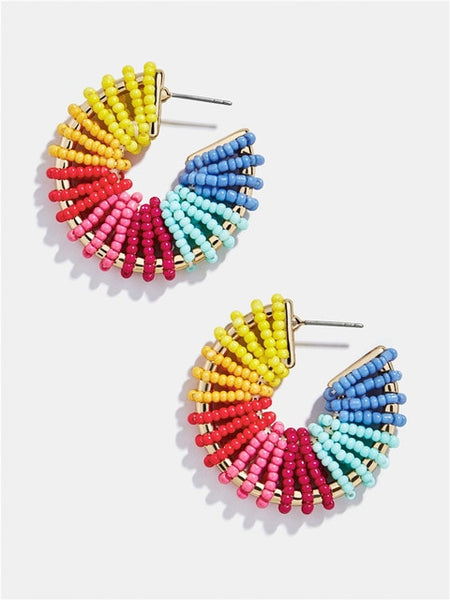 Summer Colorful Acrylic Bead Hoop Earrings