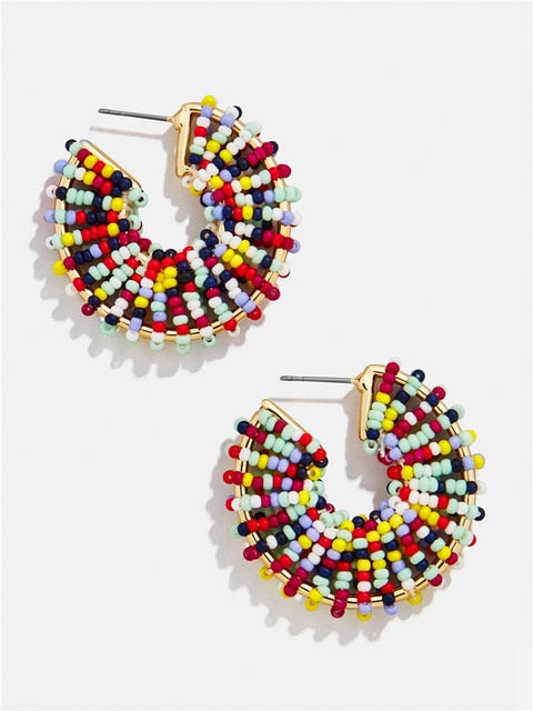 Summer Colorful Acrylic Bead Hoop Earrings