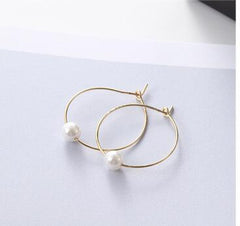 Gold Hoop And Pearl Drop Post Earrings