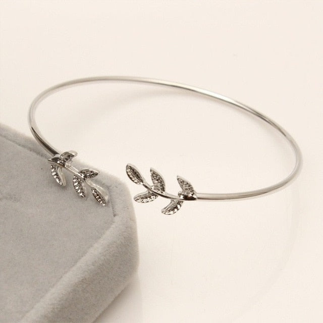 Silver Leaf Cuff Bracelet