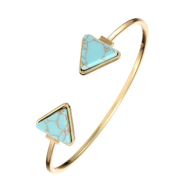 Turquoise Marble Arrow Gold Cuff Bracelet